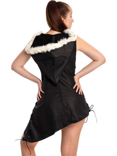 Trollfelsen Falkenwacht Mittelalter Kleid Kapuze kurz Leder schwarz _5_ Trollfelsen Falkenwacht Mittelalter Kleid Kapuze kurz Leder schwarz _5_